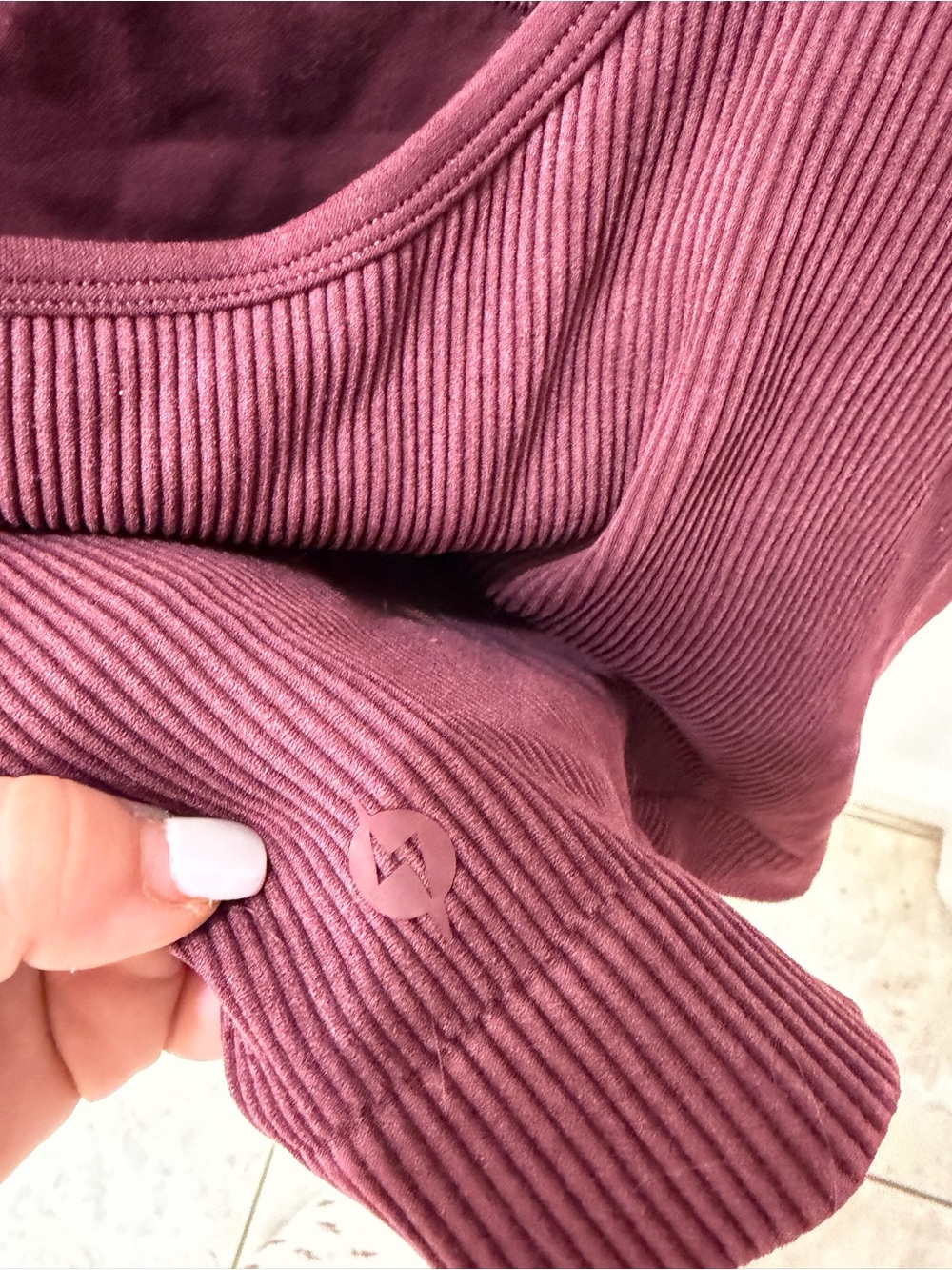 Like NEW Maroon Ribbed Popflex Active Cropped Tank - Picture 8 of 8